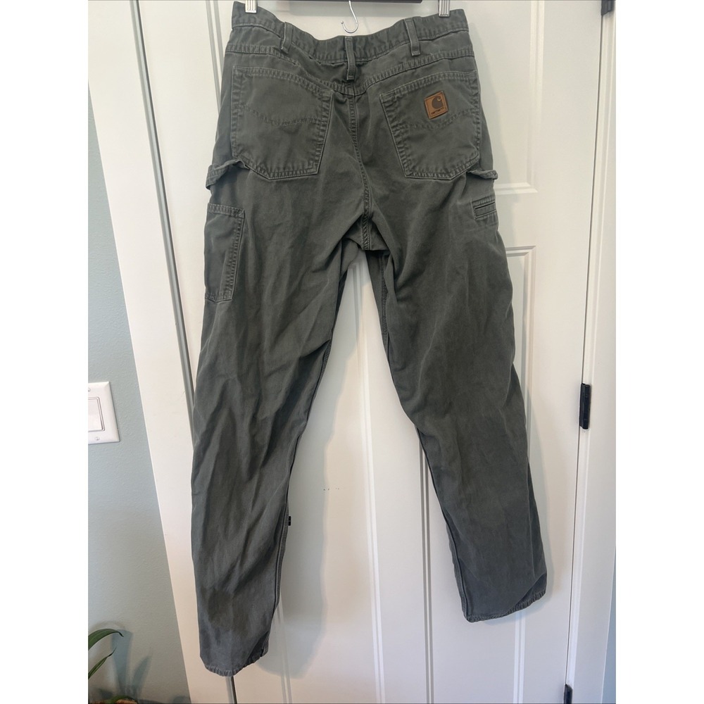 Carhartt Loose Original Fit Canvas Carpenter Utility Pants Gray 34x36 - Picture 7 of 8